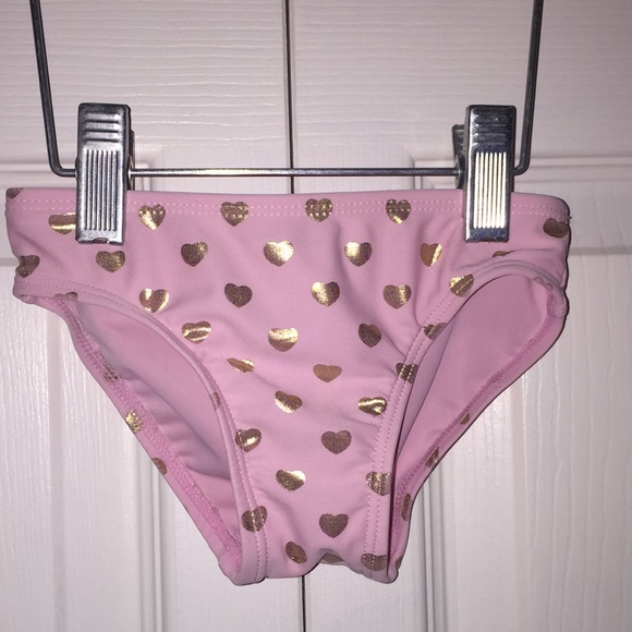 Floatimini Infant Girls Rash Guard Swim Suit 12 Months Pink with Gold Hearts - Picture 5 of 14
